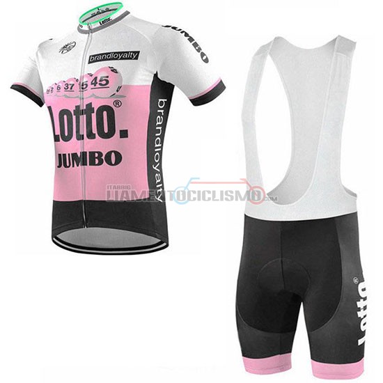 Abbigliamento Ciclismo Lotto NL-Jumbo Manica Corta 2019 Rosa Bianco